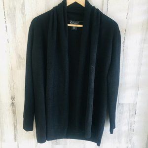 NWOT C by Bloomingdale's 100% Cashmere Shawl Neck Cardigan Black